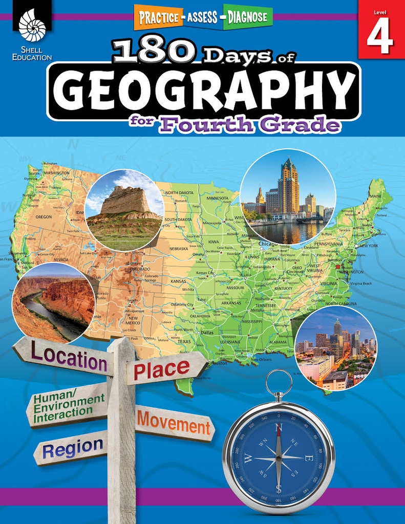 180 DAYS OF GEOGRAPHY FOR FOURTH GRADE LV 4